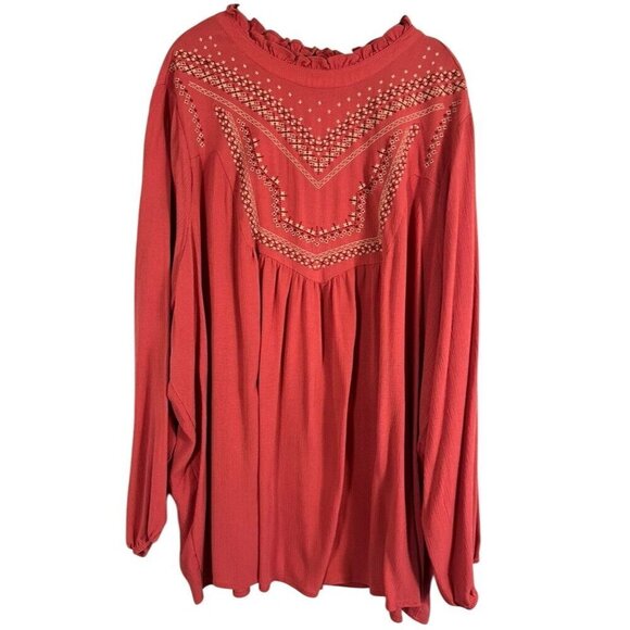 Torrid Floral Top 4X Pink Crinkle Folk Hippie Indie Granola Gauze Boho Western - Picture 3 of 16